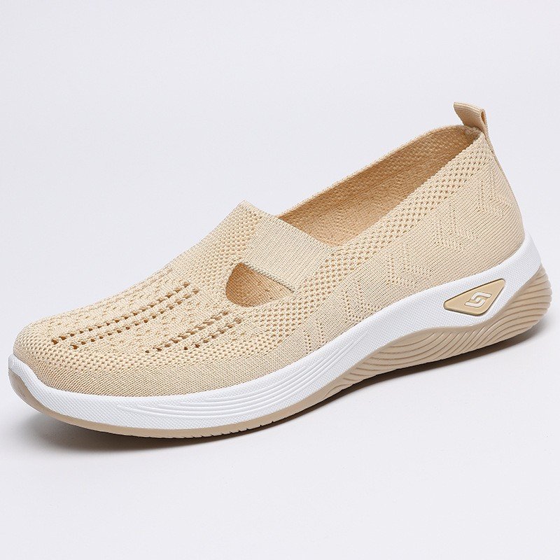Soft sole breathable lightweight flying woven casual simple women's shoes flat shoes shallow mouth single shoes
