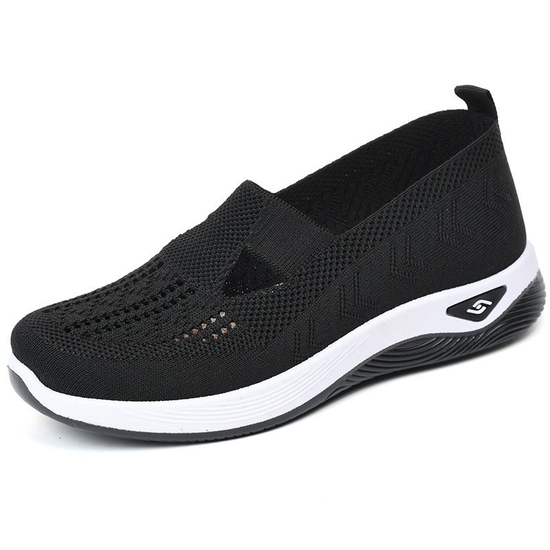 Soft sole breathable lightweight flying woven casual simple women's shoes flat shoes shallow mouth single shoes