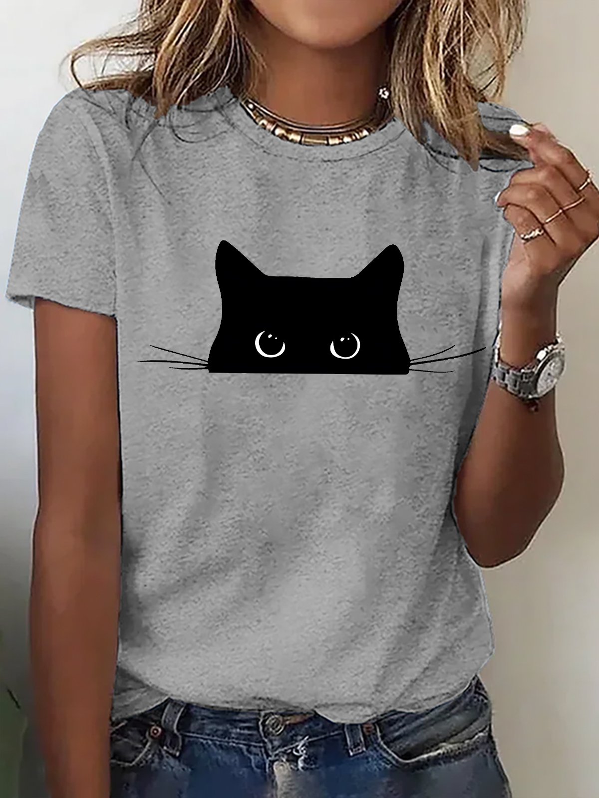 Cute Cat Cotton T-shirt