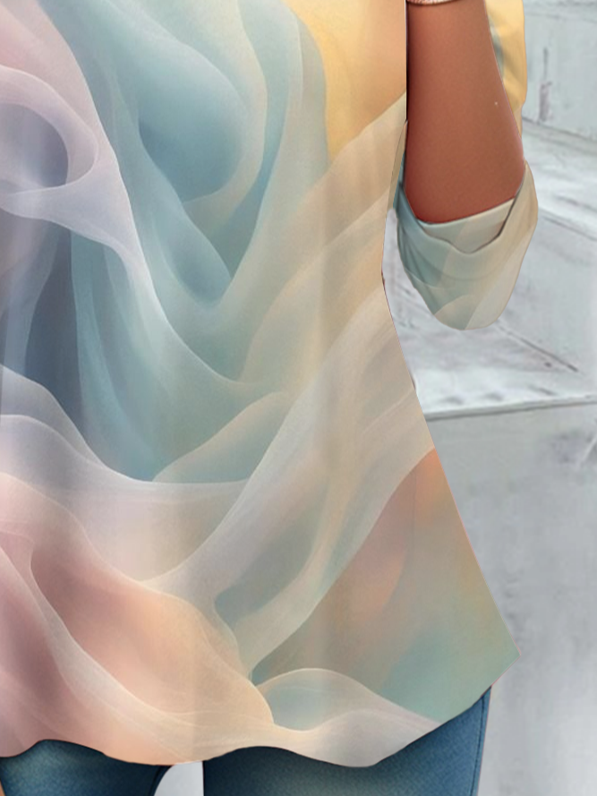 Women's Ombre Printed Casual Crew Neck Tunic T-Shirt