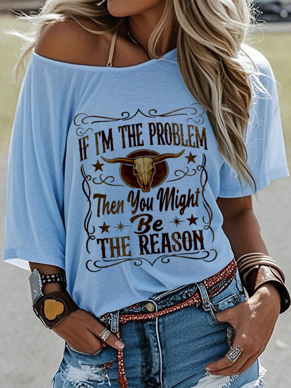 Western Style Round Neck Colored Cotton Short Sleeve T-Shirt