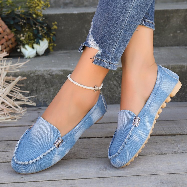 New Denim Moccasins Shallow Mouth Slip-on Flat Shoes