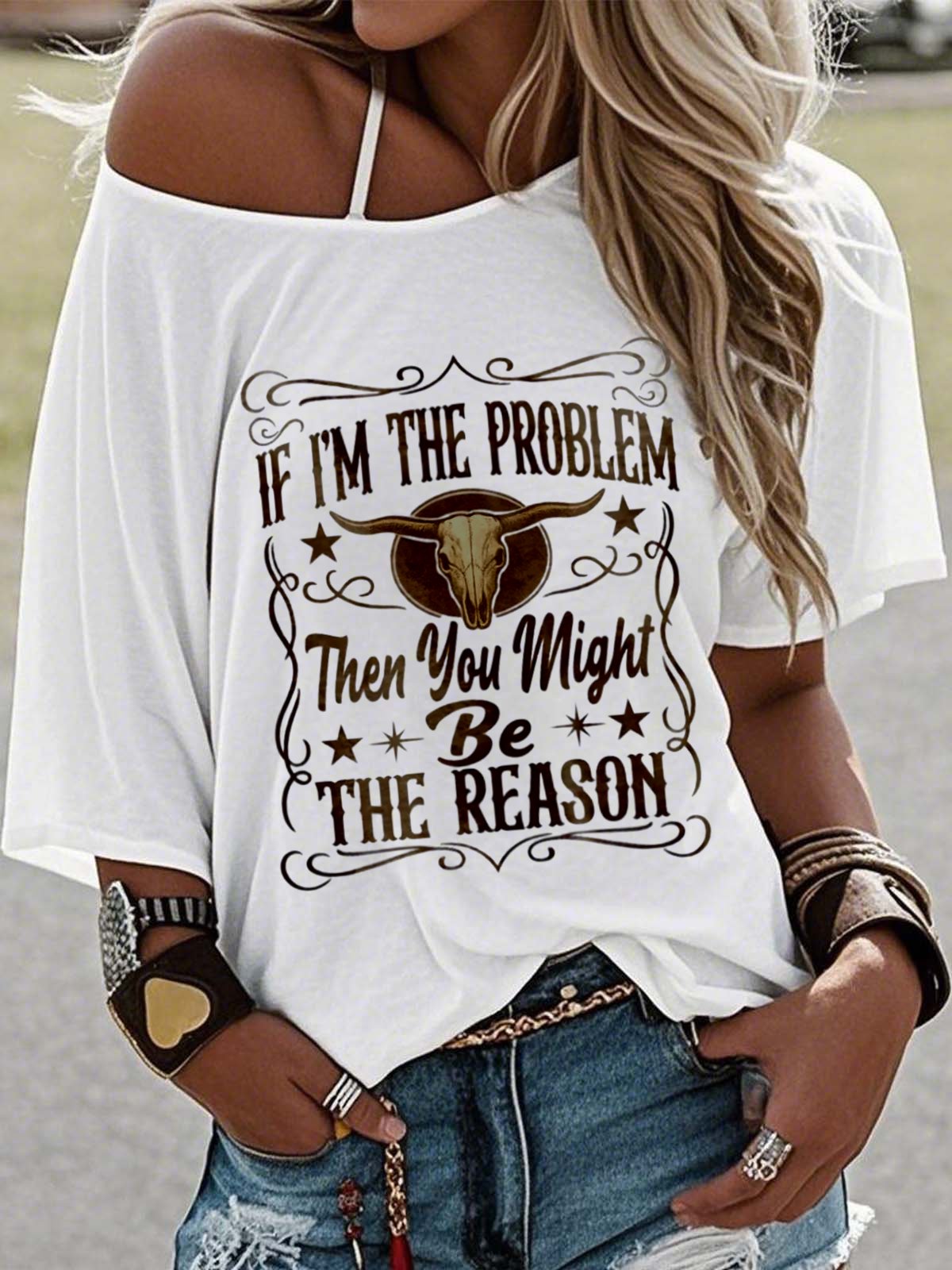 Western Style Round Neck Colored Cotton Short Sleeve T-Shirt