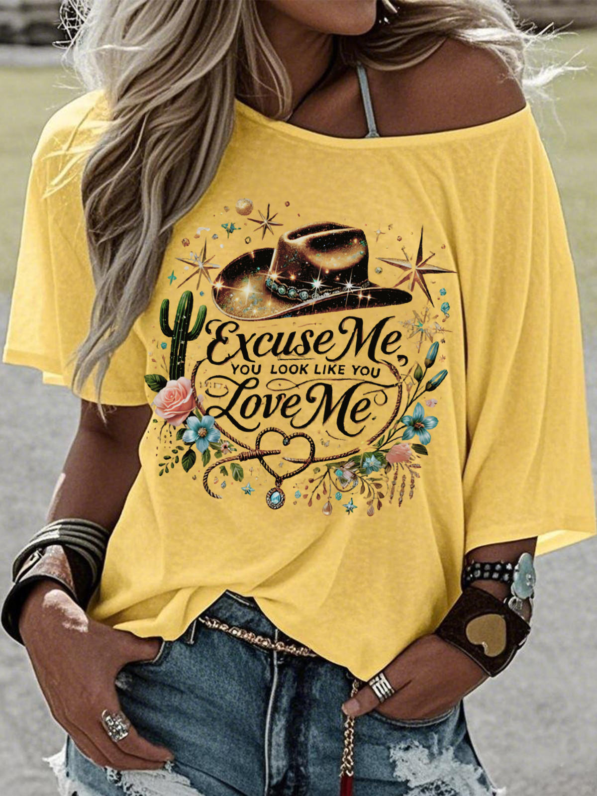 Western Style Round Neck Colored Cotton Short Sleeve T-Shirt