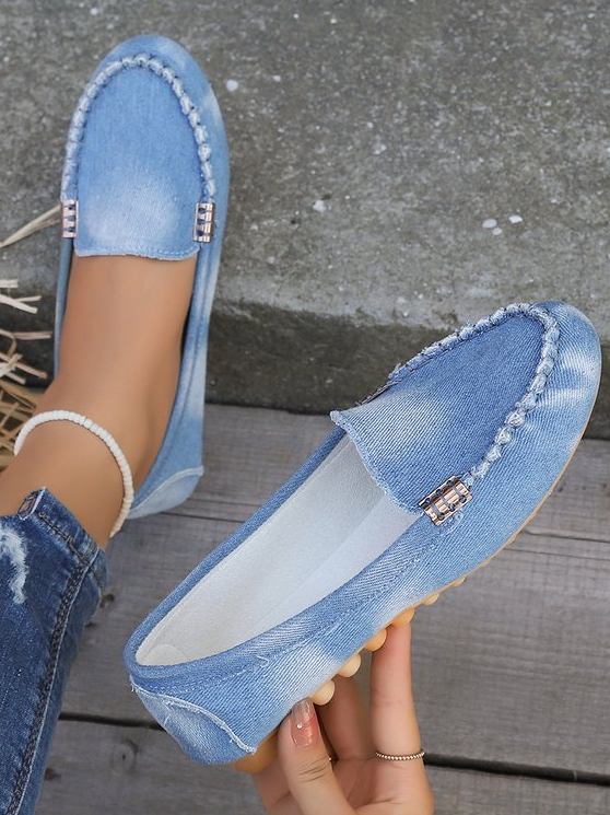 New Denim Moccasins Shallow Mouth Slip-on Flat Shoes