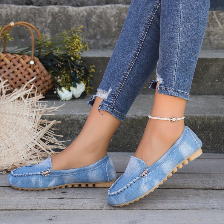 New Denim Moccasins Shallow Mouth Slip-on Flat Shoes