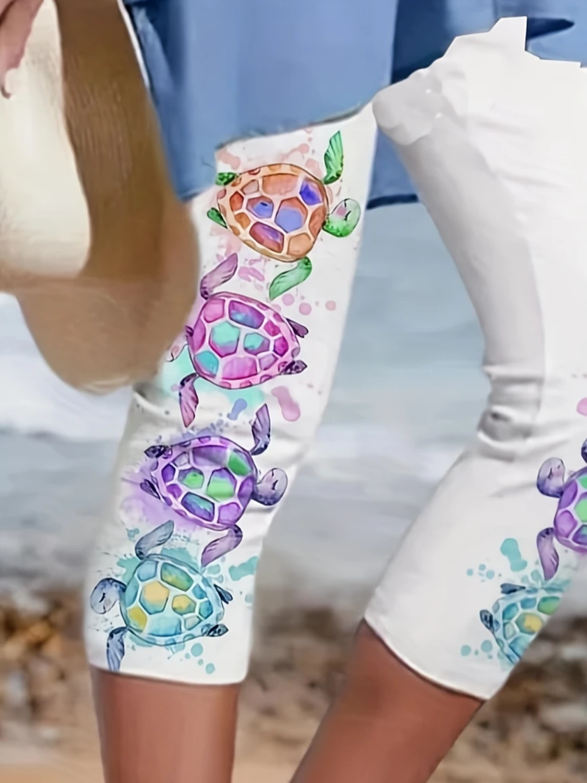 Women's Turtle Print Casual Leggings