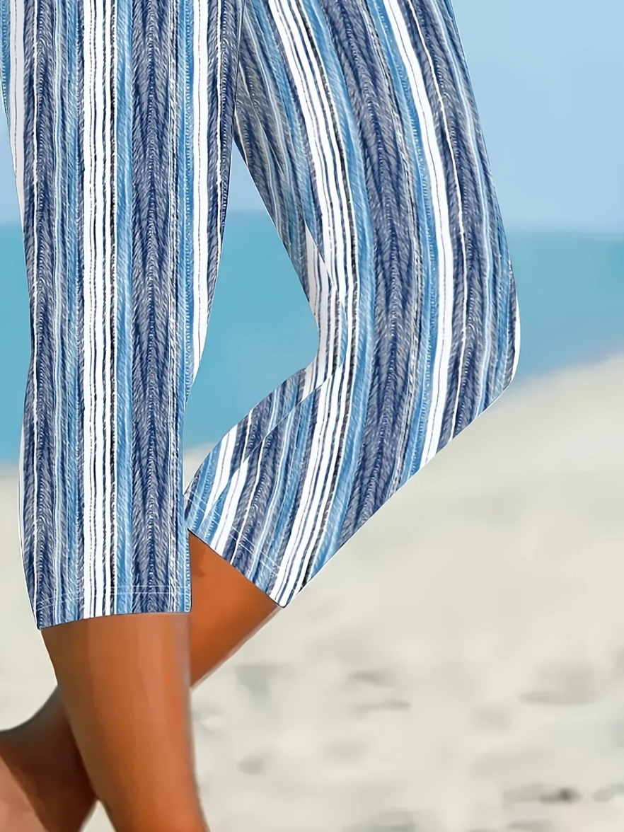 Women's Striped Print Casual Leggings