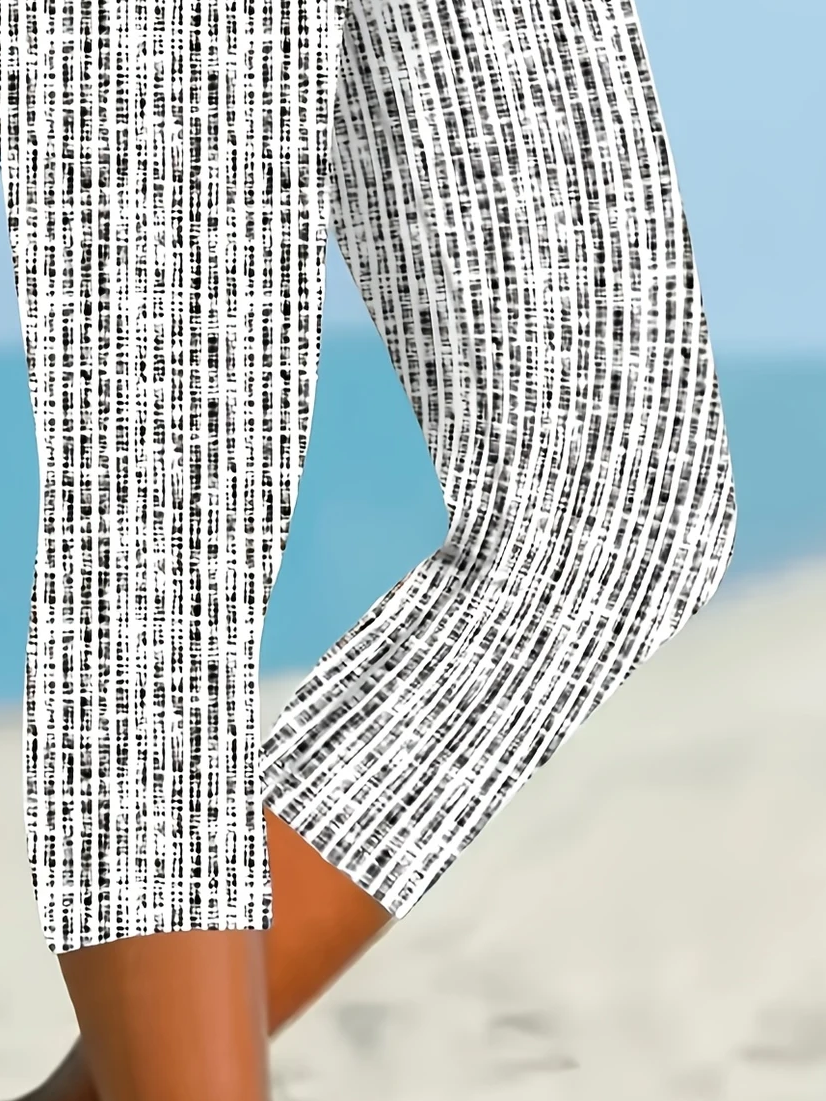 Women's Striped Print Casual Leggings