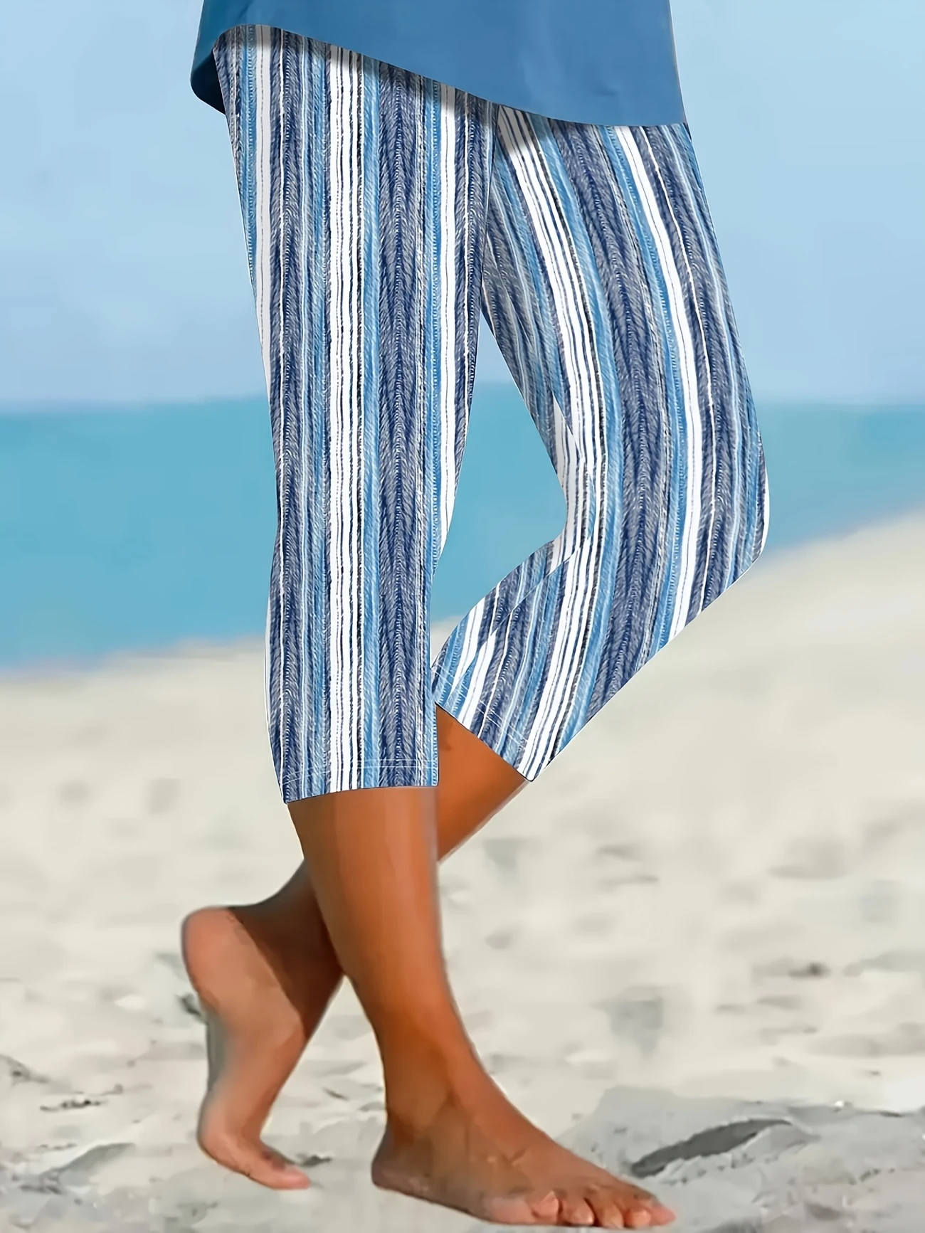 Women's Striped Print Casual Leggings