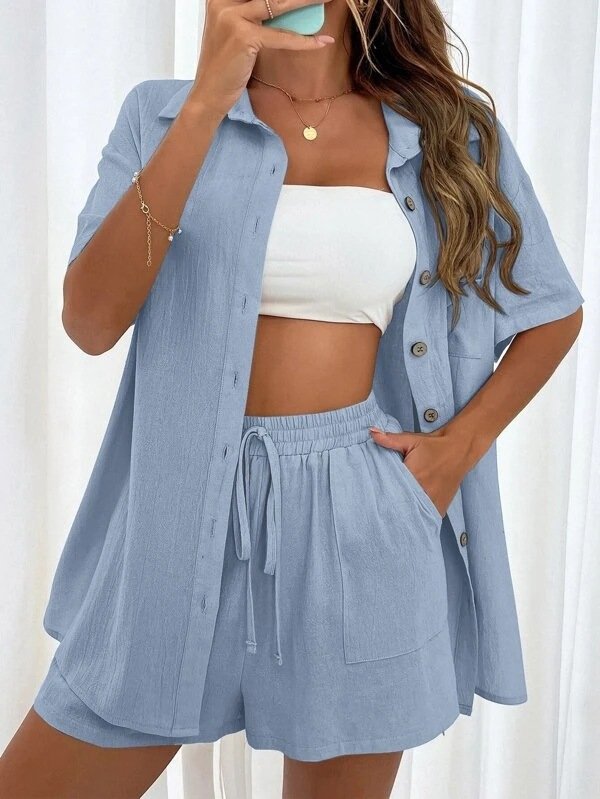 Women's Split Joint Plain Daily Going Out Two-Piece Set Pink Casual Summer Top With Pants Matching Set