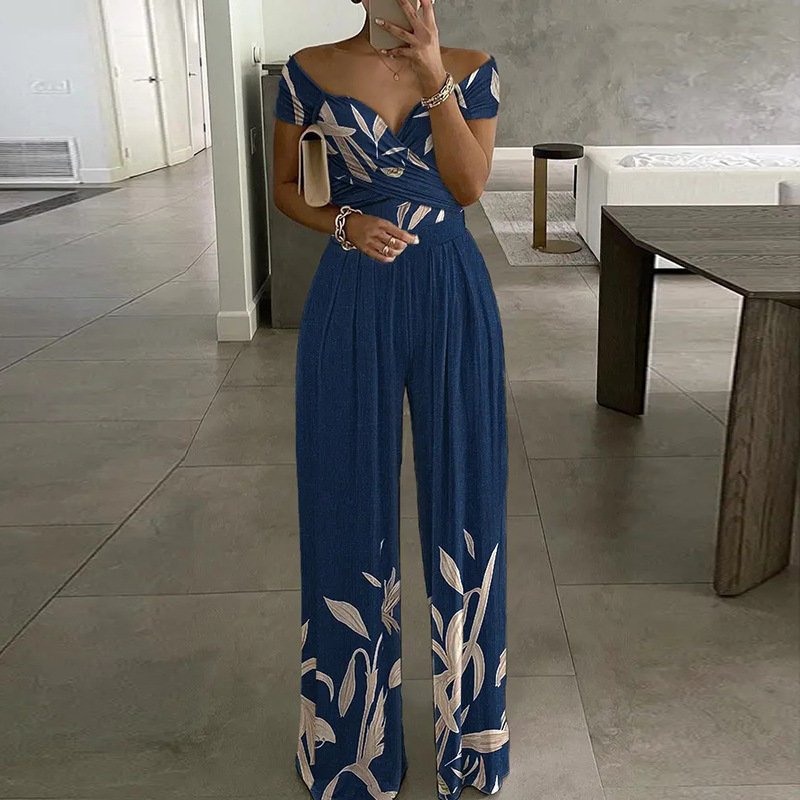 Women's H-Line T-Shirt Off The Shoulder Daily Going Out Casual Printing Floral Summer Long Jumpsuit Romper