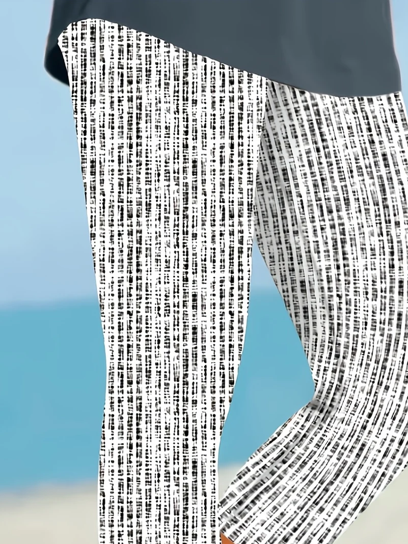 Women's Striped Print Casual Leggings