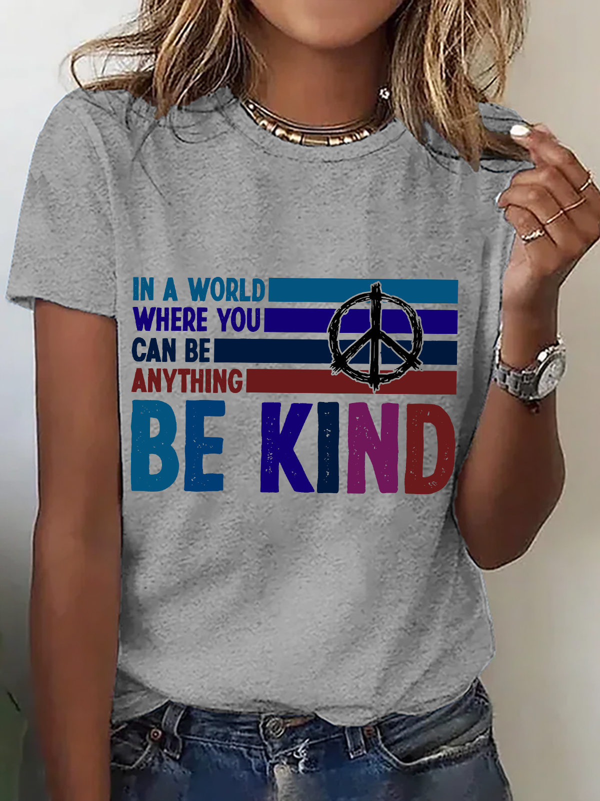 In A World Where You Can Be Anything Be Kind Cotton T-Shirt