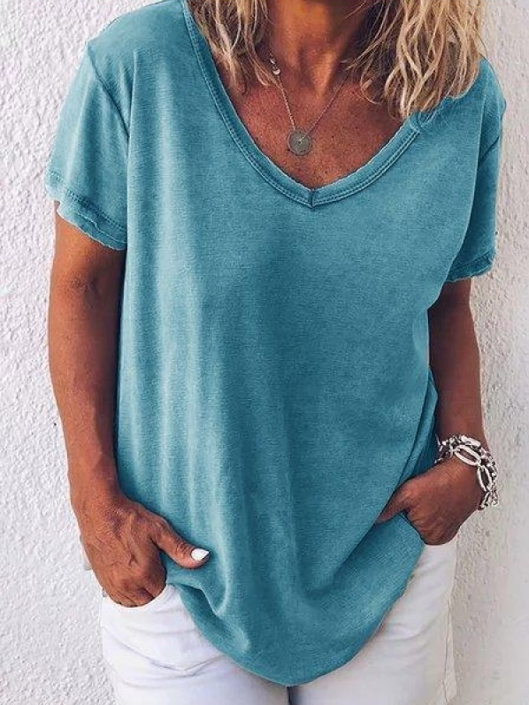Women's Casual V-neck Short Sleeve T-shirt