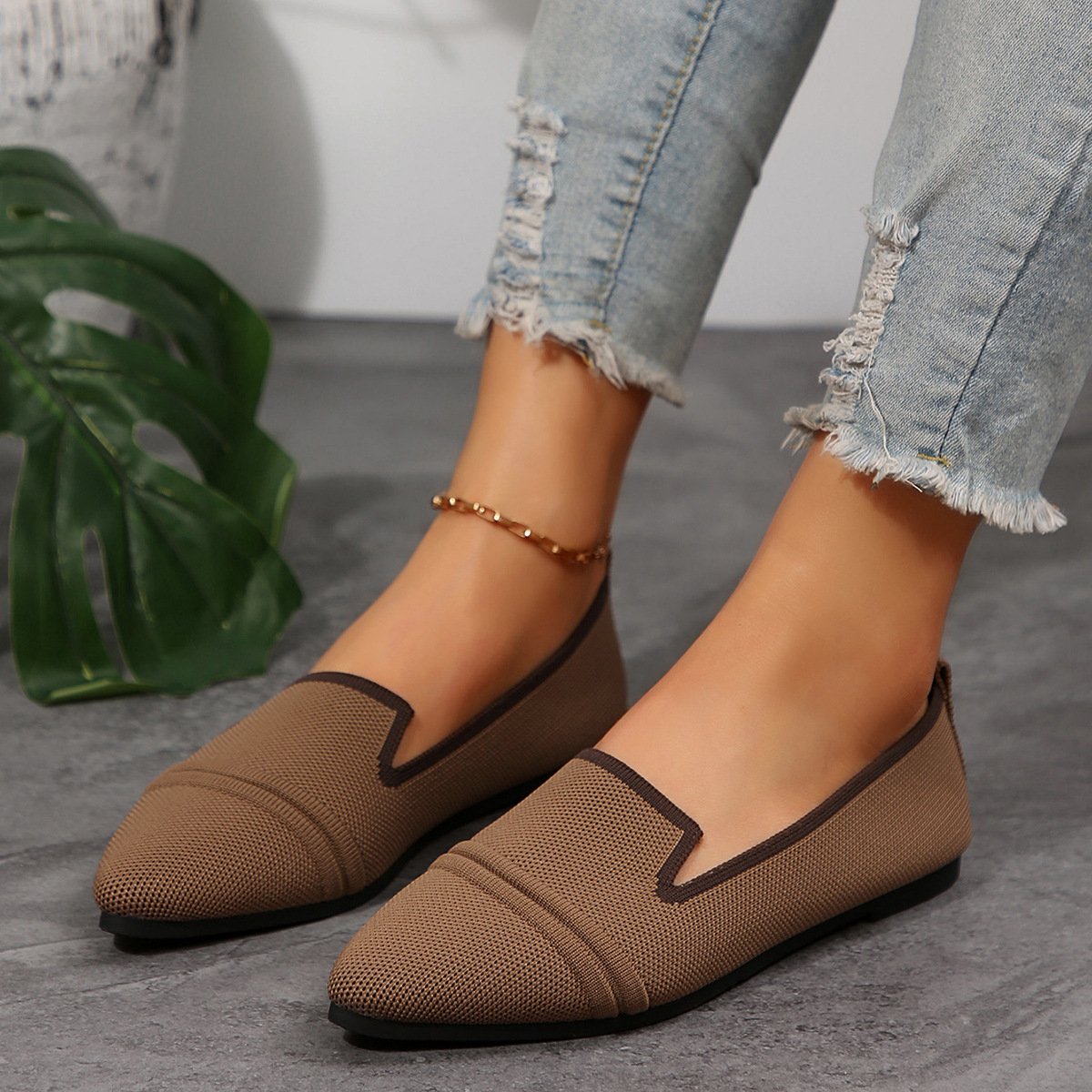 Street All Season Mesh Fabric Contrast Stitching Shallow Shoes