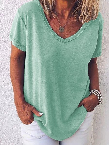 Women's Casual V-neck Short Sleeve T-shirt