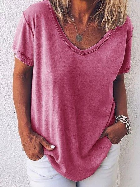 Women's Casual V-neck Short Sleeve T-shirt
