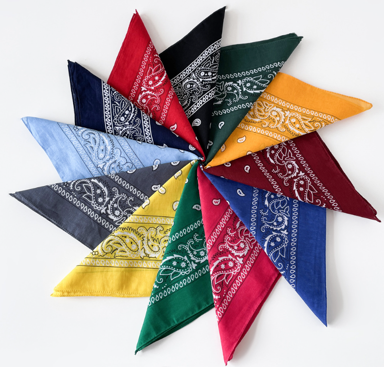 European and American hip-hop silk scarf for women 50cm cotton and linen small square scarf new style niche personality cashew print headscarf waist scarf