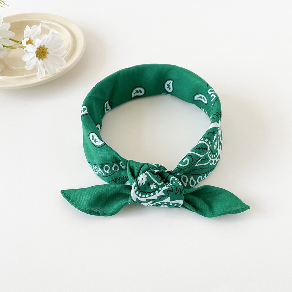 European and American hip-hop silk scarf for women 50cm cotton and linen small square scarf new style niche personality cashew print headscarf waist scarf