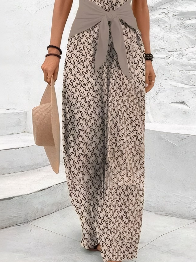 Women's H-Line Cami V Neck Daily Going Out Casual Knot Geometric Summer Long Jumpsuit Romper