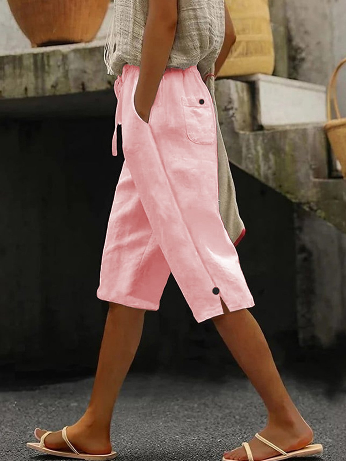 Casual Plain Straight Pants