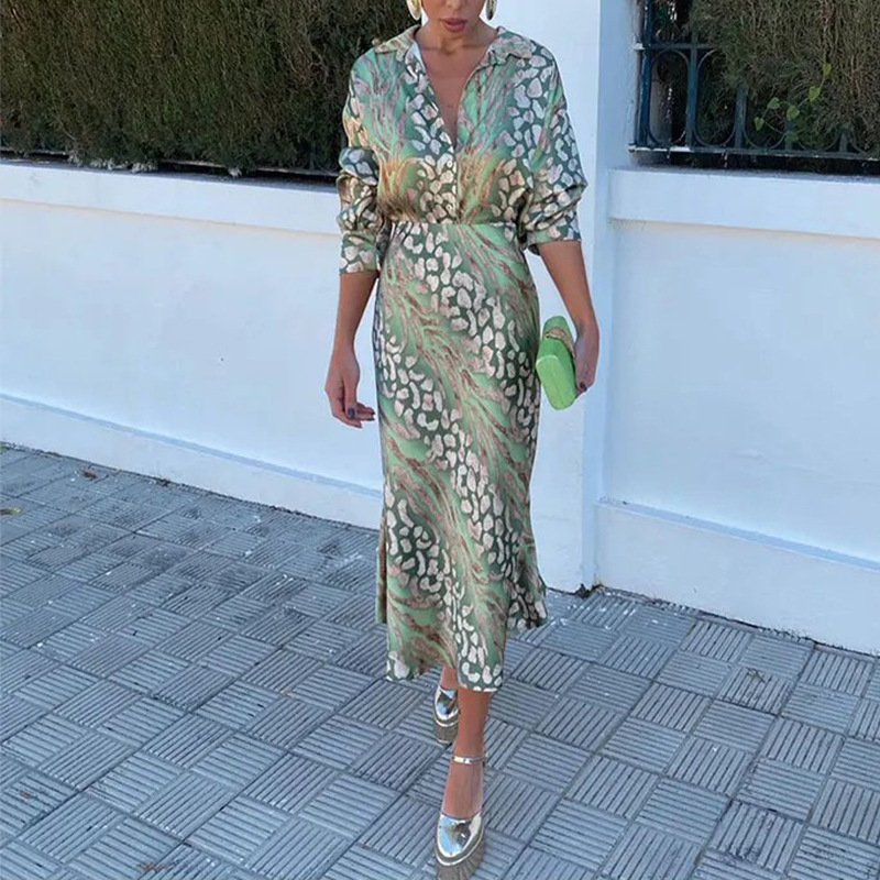 Women's Printing Floral Daily Going Out Two-Piece Set Green Casual Spring/Fall Top With Skirt Matching Set