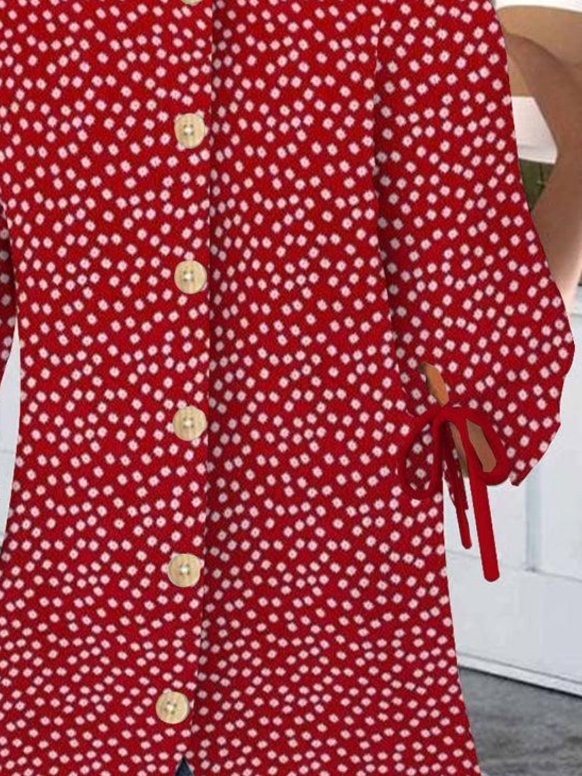 Crew Neck Cotton Simple Regular Fit Balloon Sleeve Blouse