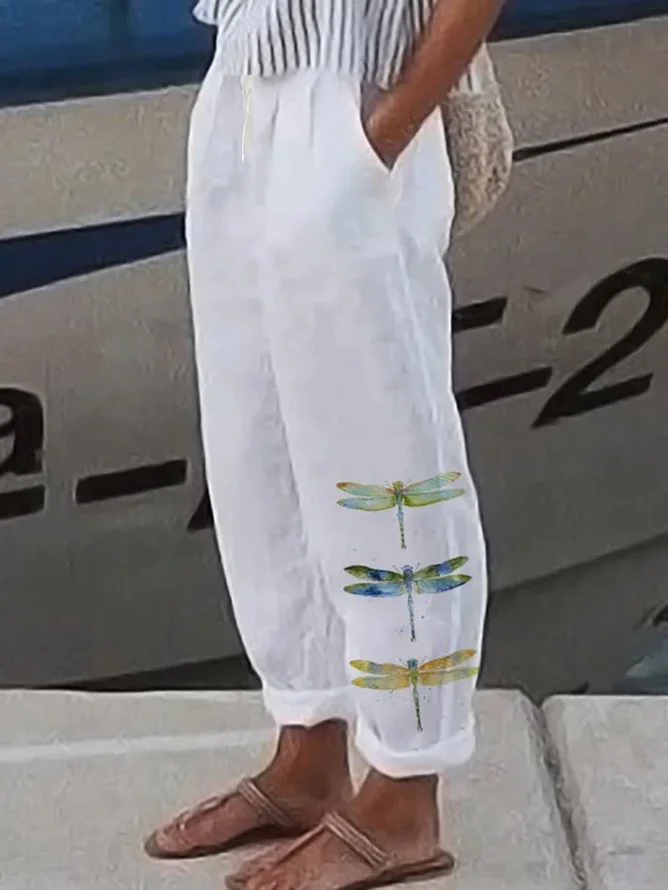 Women's Dragonfly Print Casual Pants