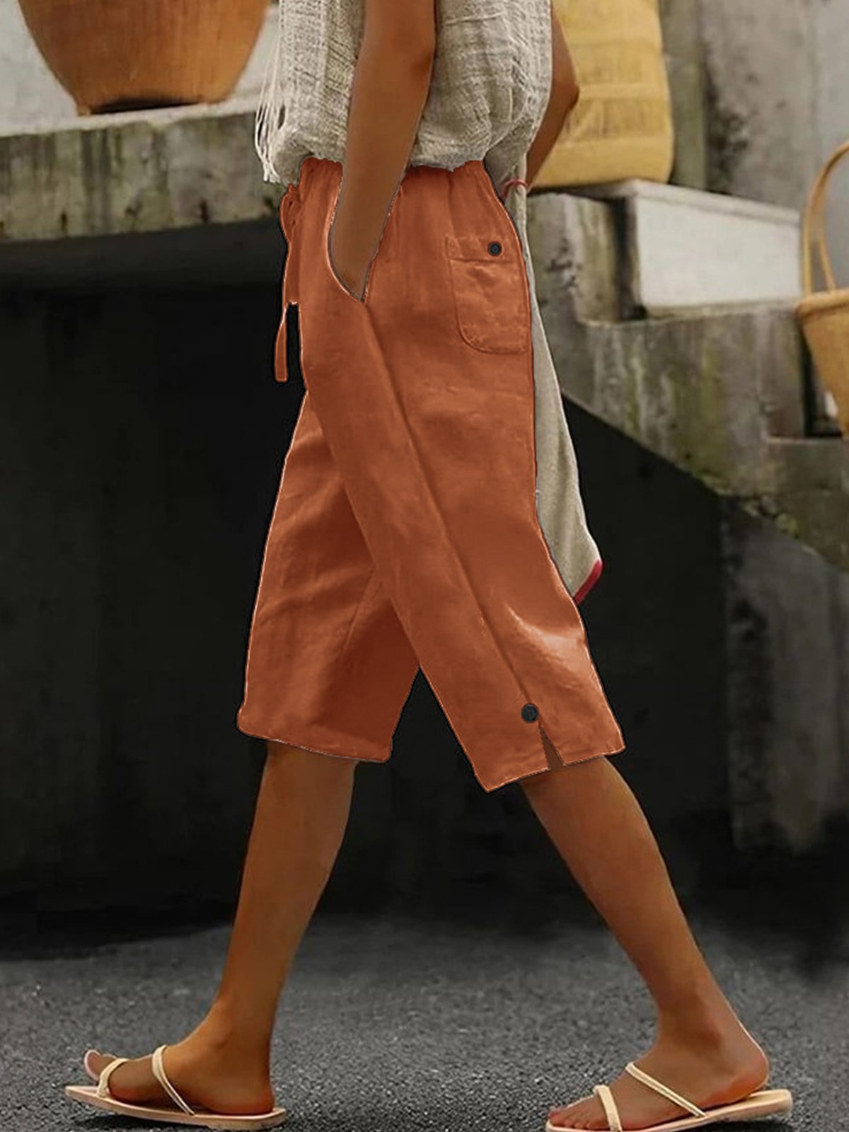 Casual Plain Straight Pants