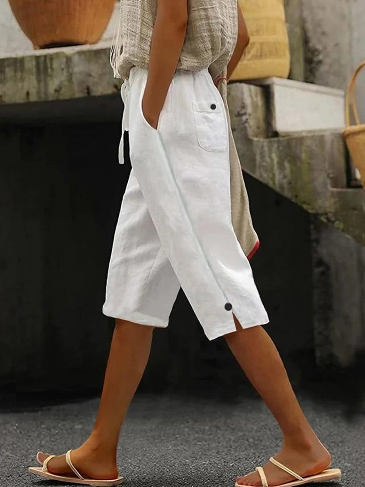 Casual Plain Straight Pants