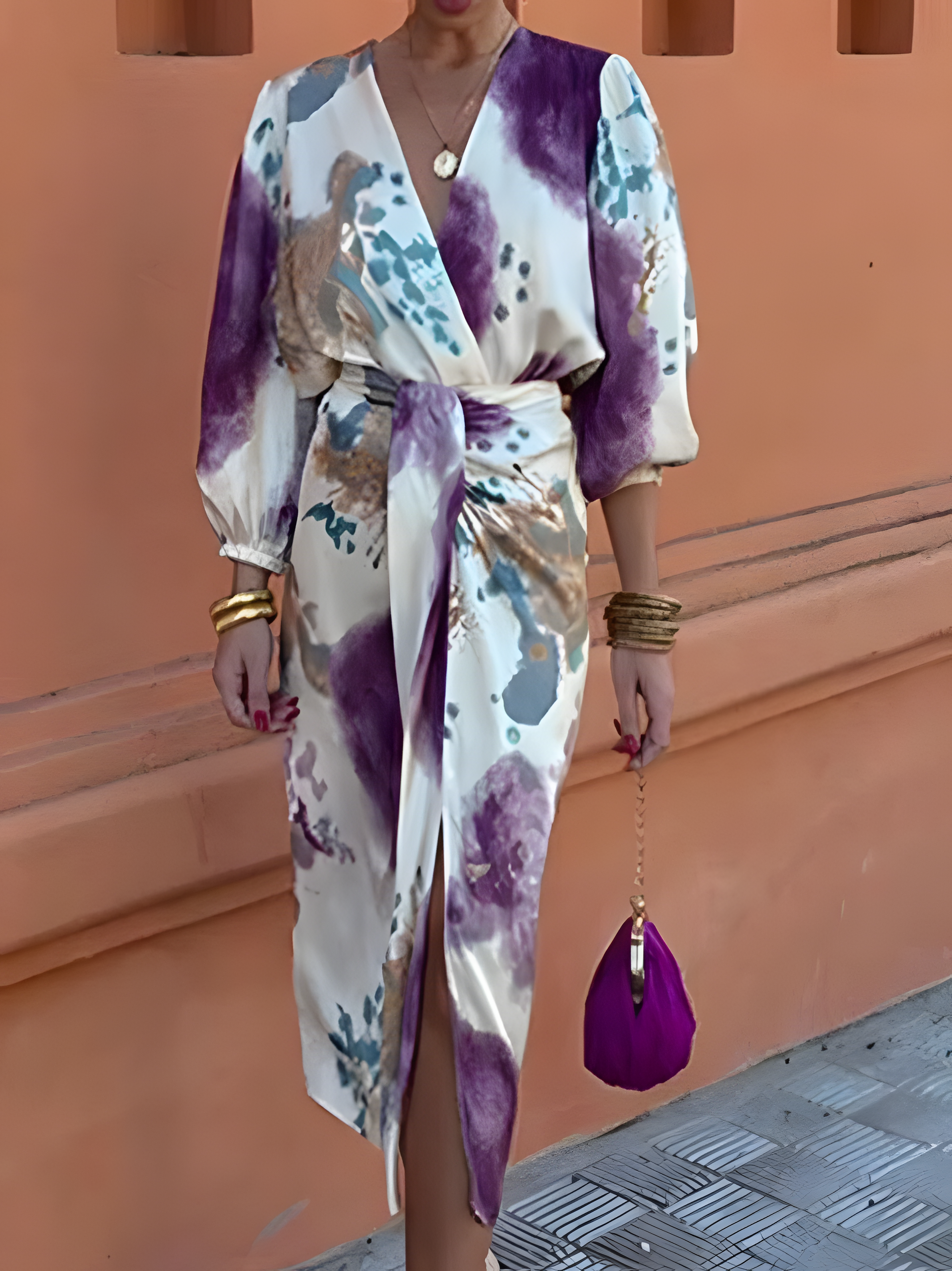 Women's Side-Slit 3D Printing Daily Going Out Two-Piece Set As Picture Casual Spring/Fall Top With Skirt Matching Set