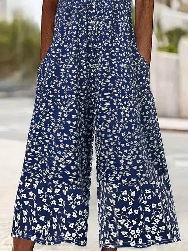 Women's H-Line V Neck Daily Going Out Casual Printing Floral Summer Ankle Pants Jumpsuit Romper