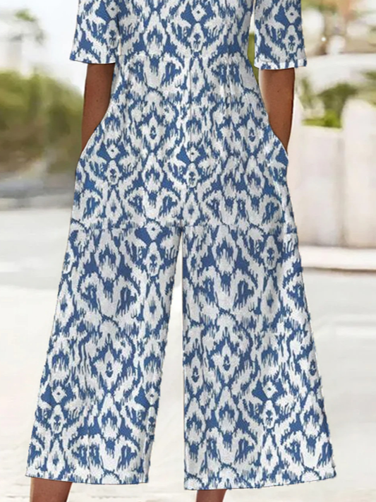 Women's H-Line V Neck Daily Going Out Casual Printing Geometric Summer Ankle Pants Jumpsuit Romper