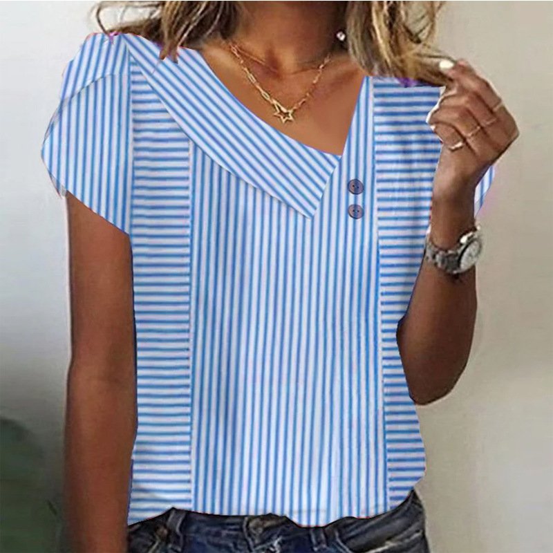 Women's Short Sleeve T-shirt Summer Green Plain Buckle Asymmetrical Daily Going Out Casual Top