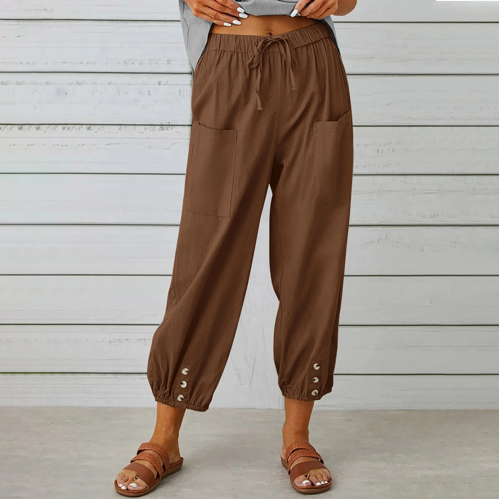 Women's  Elastic Waist H-Line Wide Leg Pants Daily Going Out Pants White Casual Split Joint Plain Spring/Fall Pants