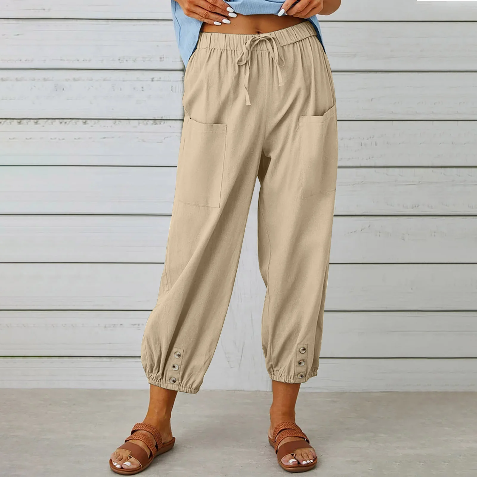 Women's  Elastic Waist H-Line Wide Leg Pants Daily Going Out Pants White Casual Split Joint Plain Spring/Fall Pants