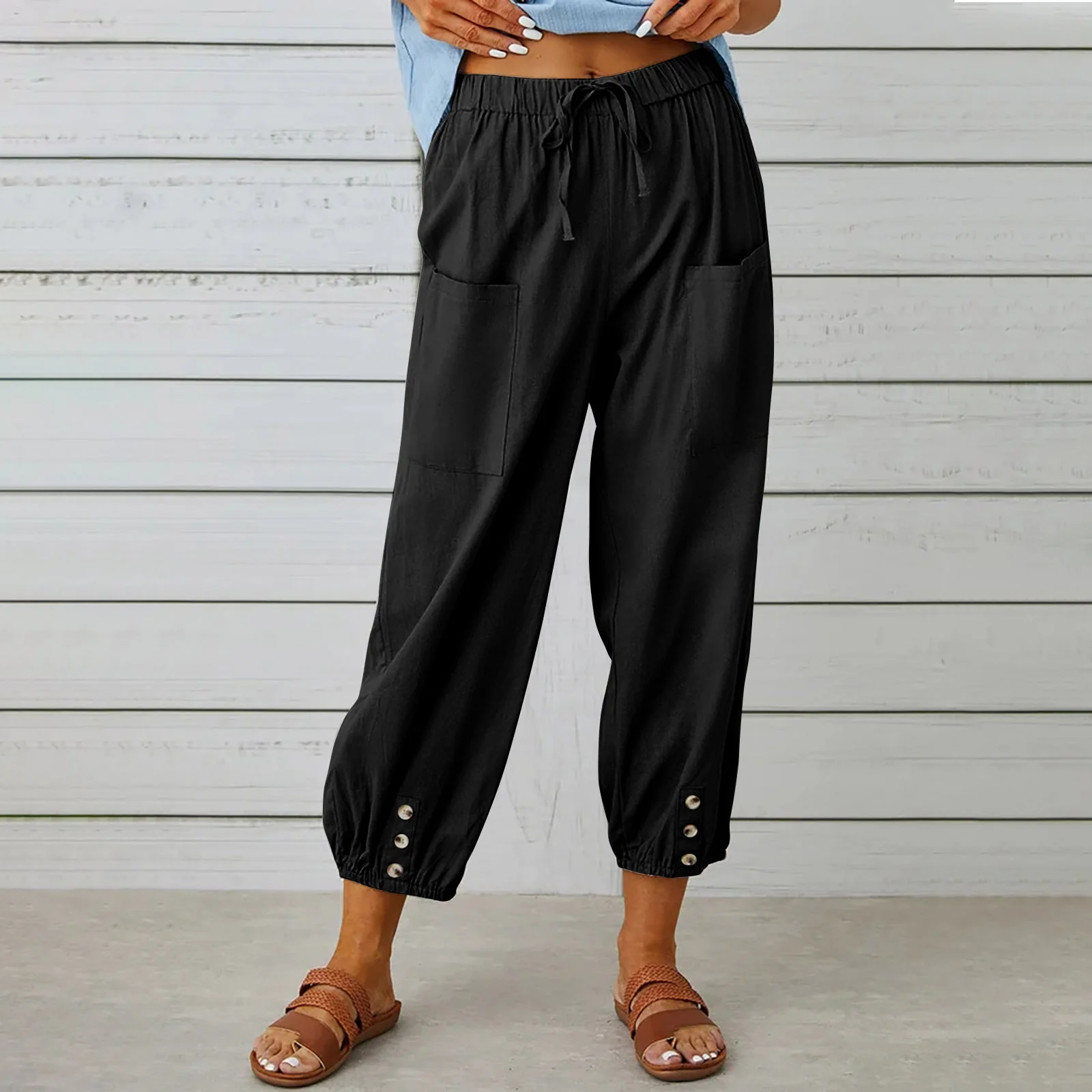 Women's  Elastic Waist H-Line Wide Leg Pants Daily Going Out Pants White Casual Split Joint Plain Spring/Fall Pants