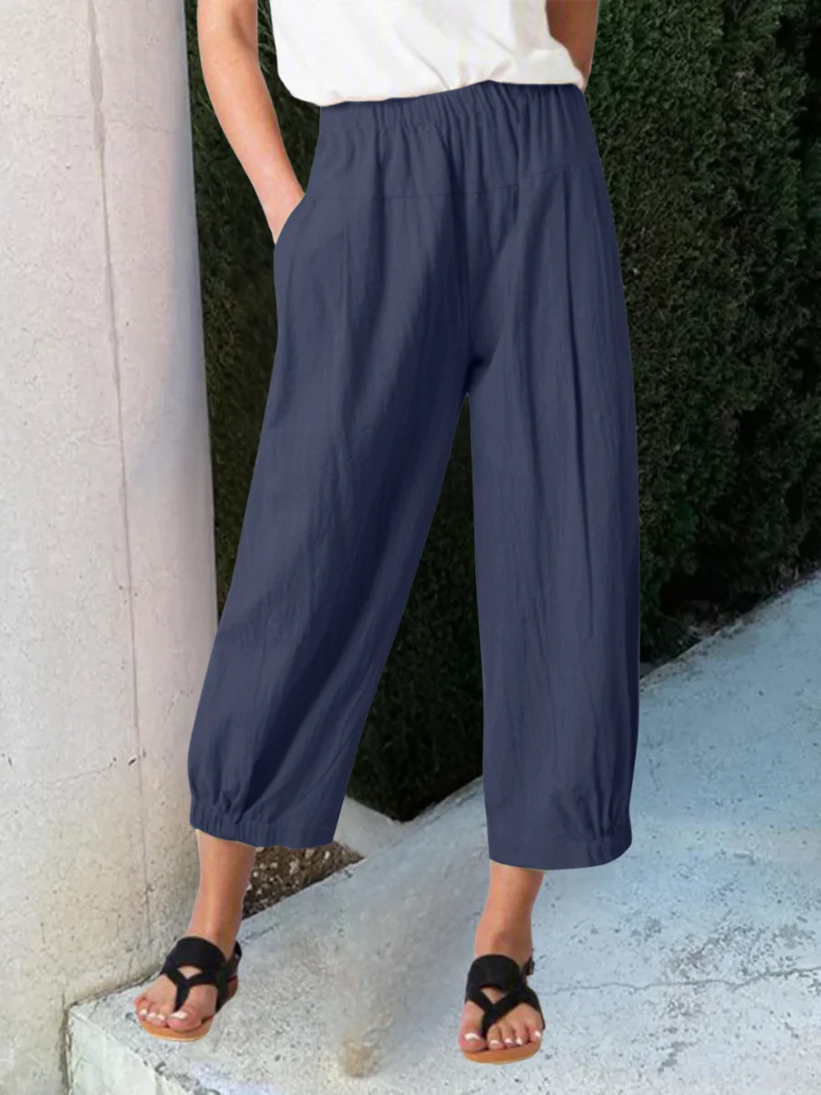 Women's  Elastic Waist H-Line Wide Leg Pants Daily Going Out Pants Khaki Casual Split Joint Plain Spring/Fall Pants