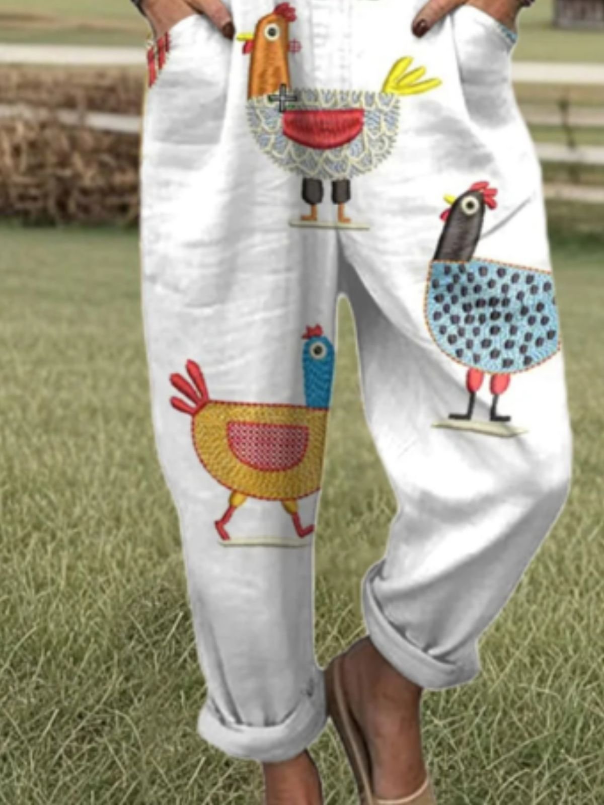 Cotton And Linen Ethnic Square Neck Jumpsuit