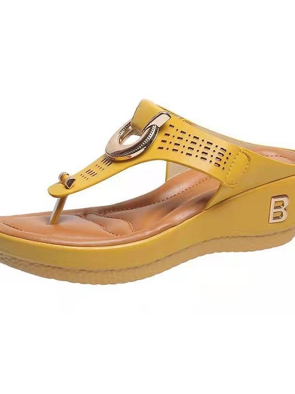 Summer Color Block Pu Western Style Slide Sandals