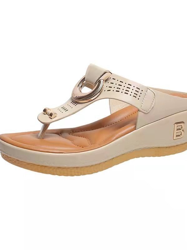 Summer Color Block Pu Western Style Slide Sandals