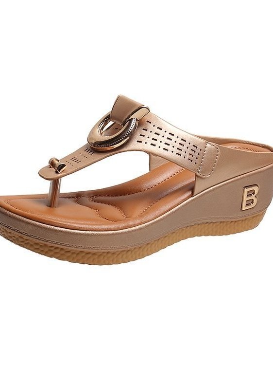 Summer Color Block Pu Western Style Slide Sandals