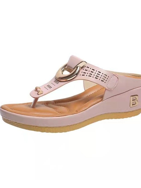 Summer Color Block Pu Western Style Slide Sandals