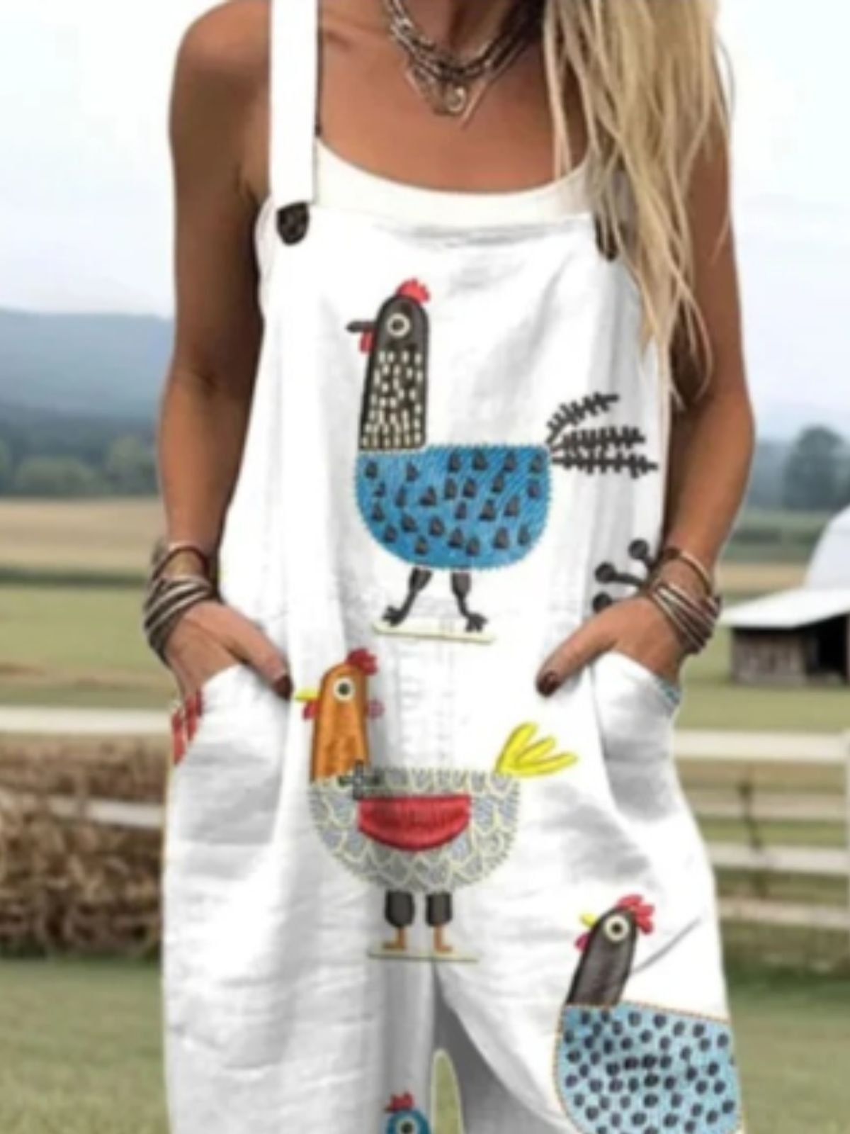 Cotton And Linen Ethnic Square Neck Jumpsuit