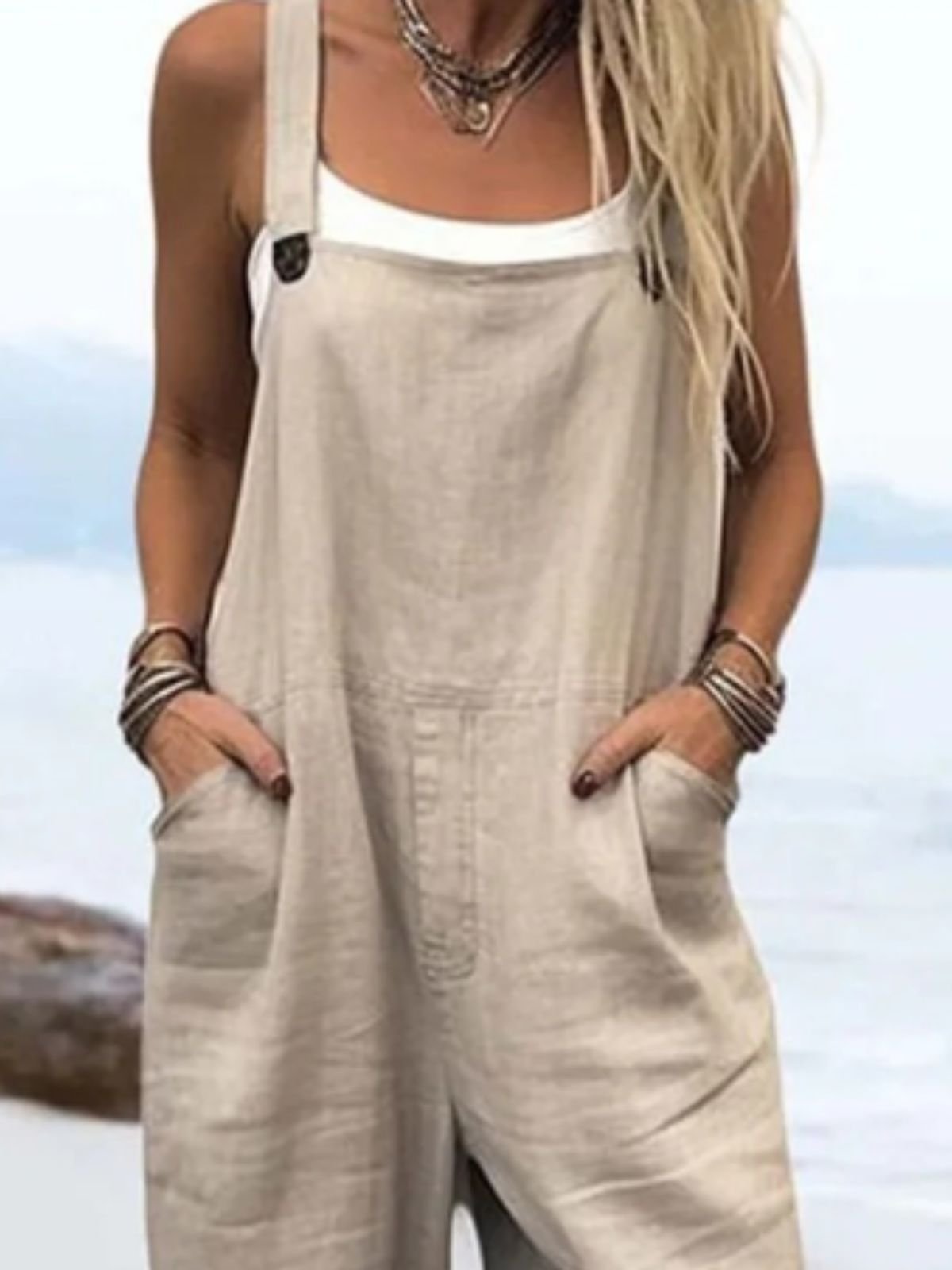 Cotton And Linen Casual Regular Fit Jumpsuit