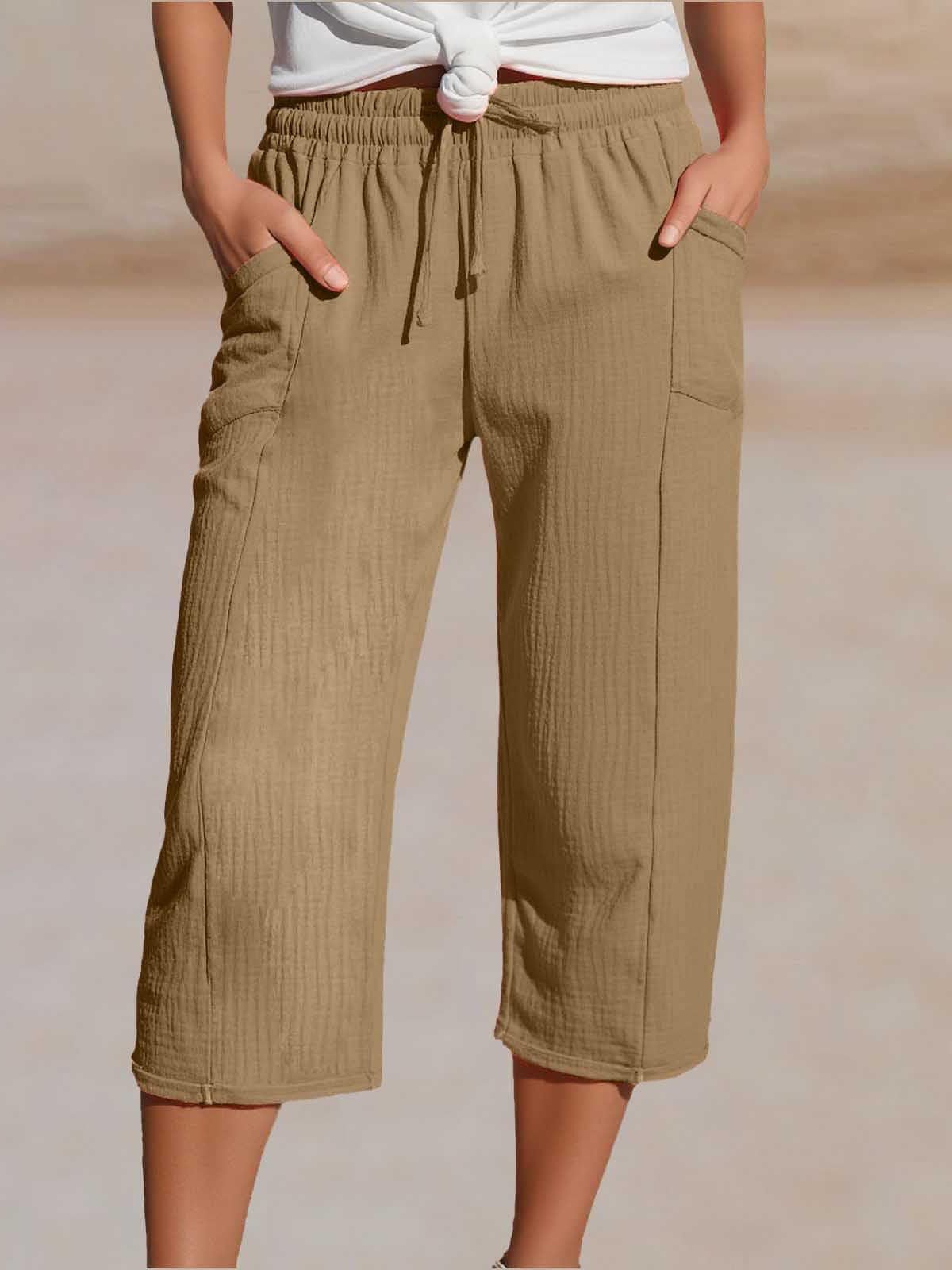 Linen Regular Fit Plain Casual Pants