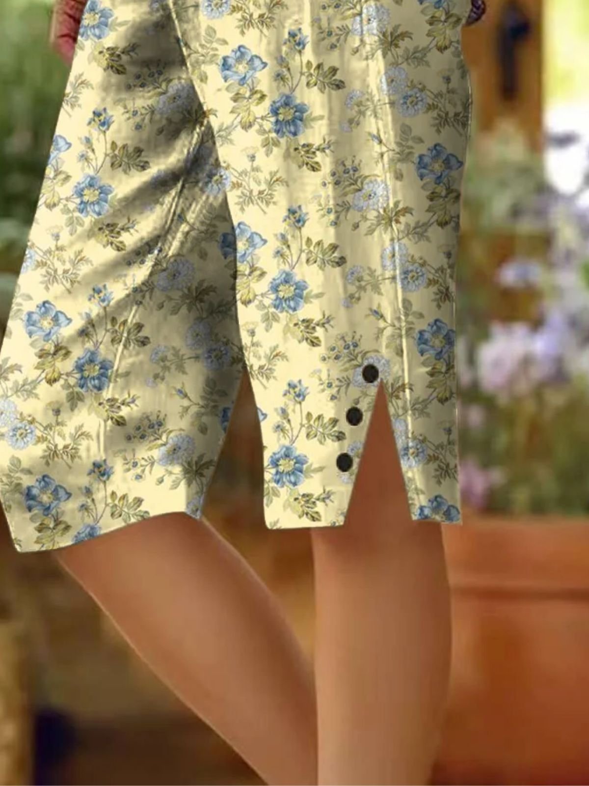 Linen Floral Casual Pants