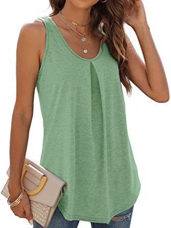 Women's Sleeveless Tank Top Summer Black Plain Ruched Cotton Crew Neck Daily Going Out Simple Top
