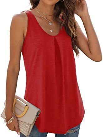 Women's Sleeveless Tank Top Summer Black Plain Ruched Cotton Crew Neck Daily Going Out Simple Top